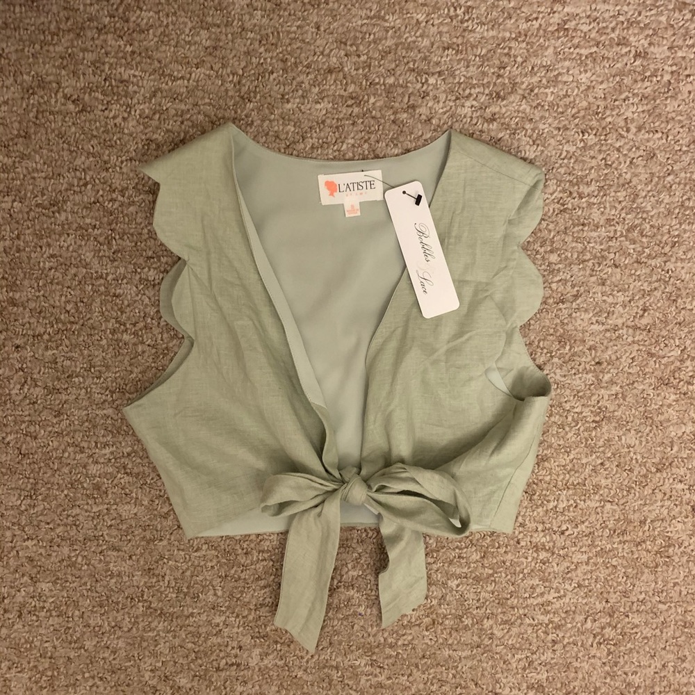 Cropped Tie Front Shirt